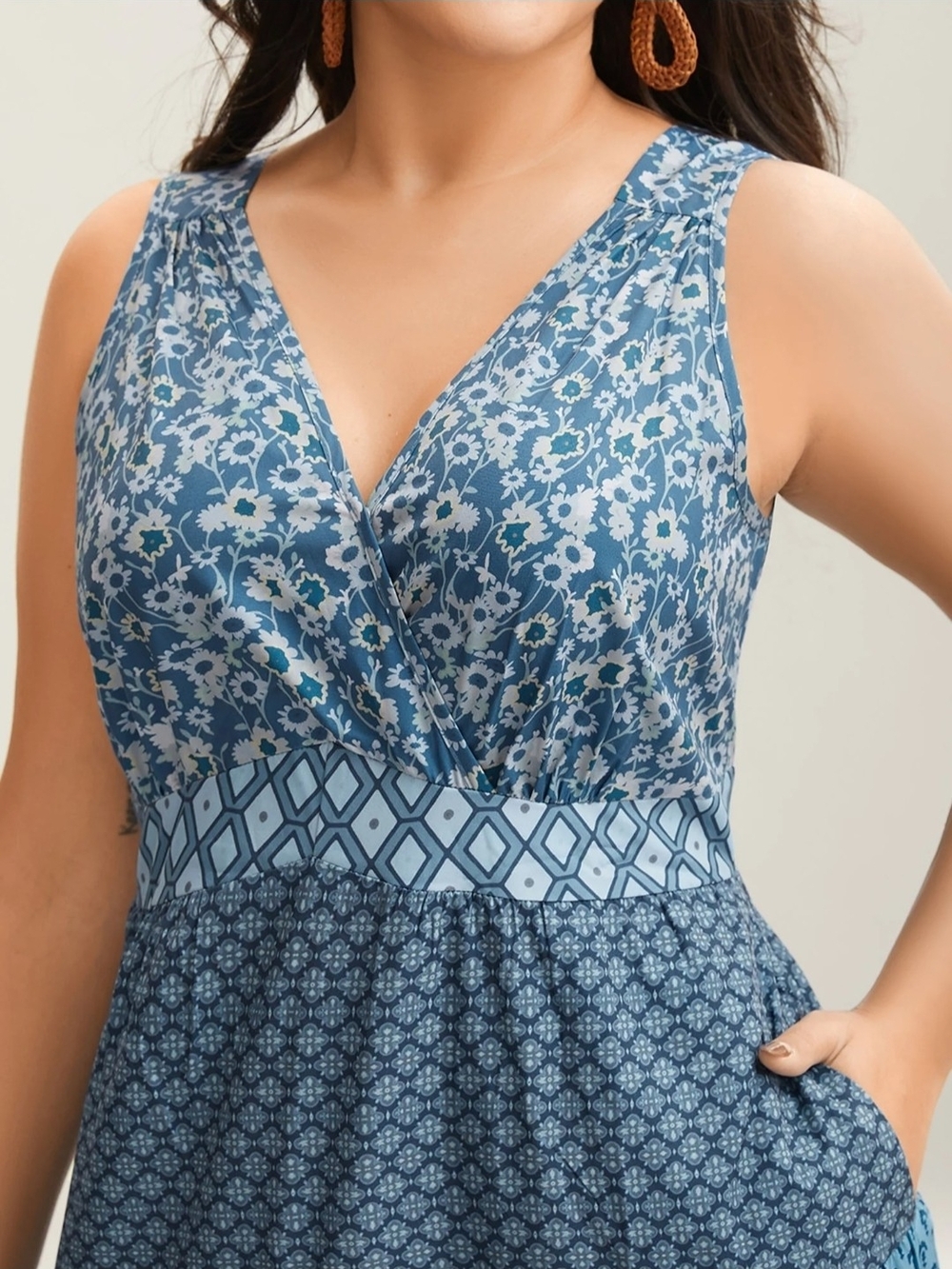 New! Bloomchic Tiered Floral Sleeveless Maxi Dress with Pockets, Sz 2X, NWT - Picture 3 of 4